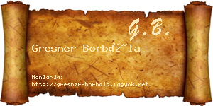Gresner Borbála névjegykártya